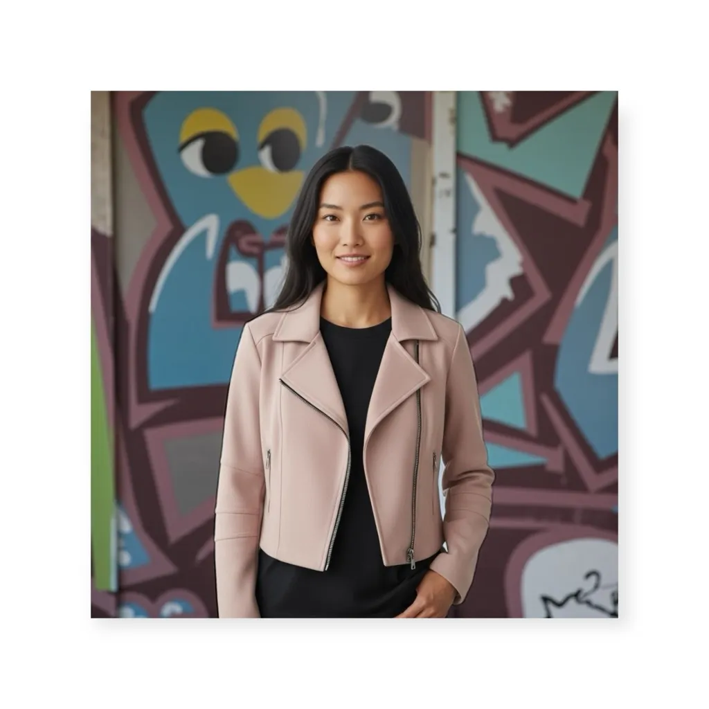 new Express ❤︎︎ Minus the Leather Knit Motorcycle Jacket ❤︎︎ Dusty Rose ❤︎︎ M - Image 2