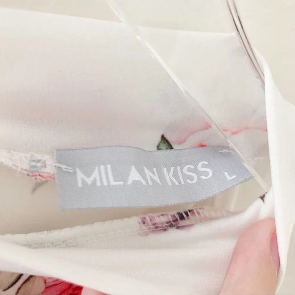 Milan Kiss white floral dressy high neck top Large - Image 66