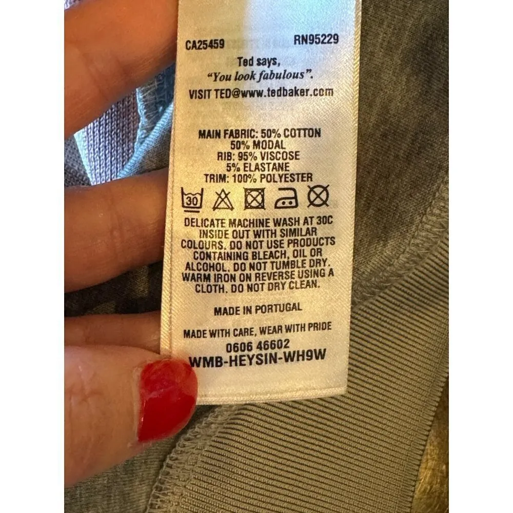 Ted Baker Sweatshirt Women Small Gray Pink Heysin Stripe‎ Shimmer Top Athleisure - Image 10