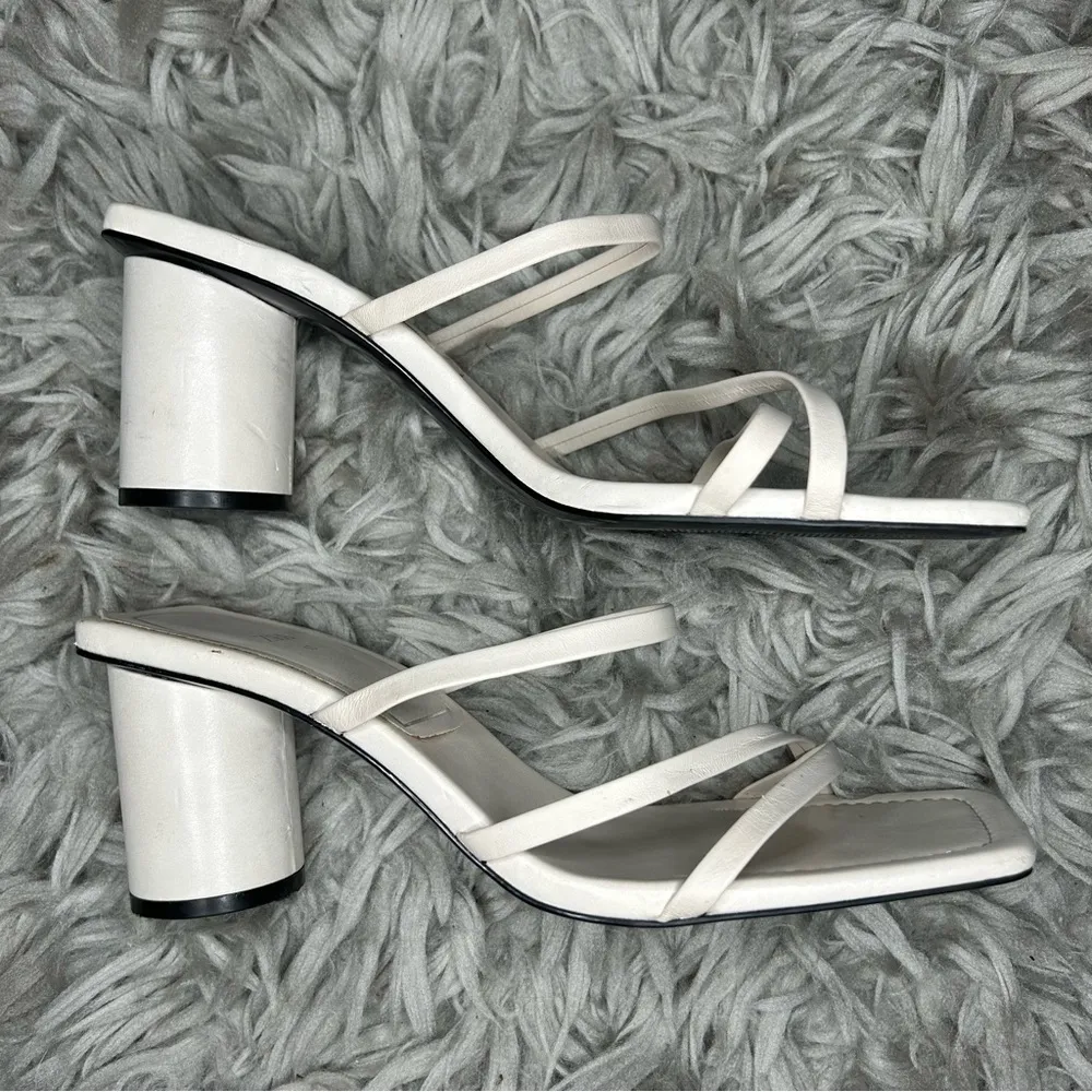 Zara neutral off white square toe round heel strappy sandals women’s shoe size 9 - Image 7