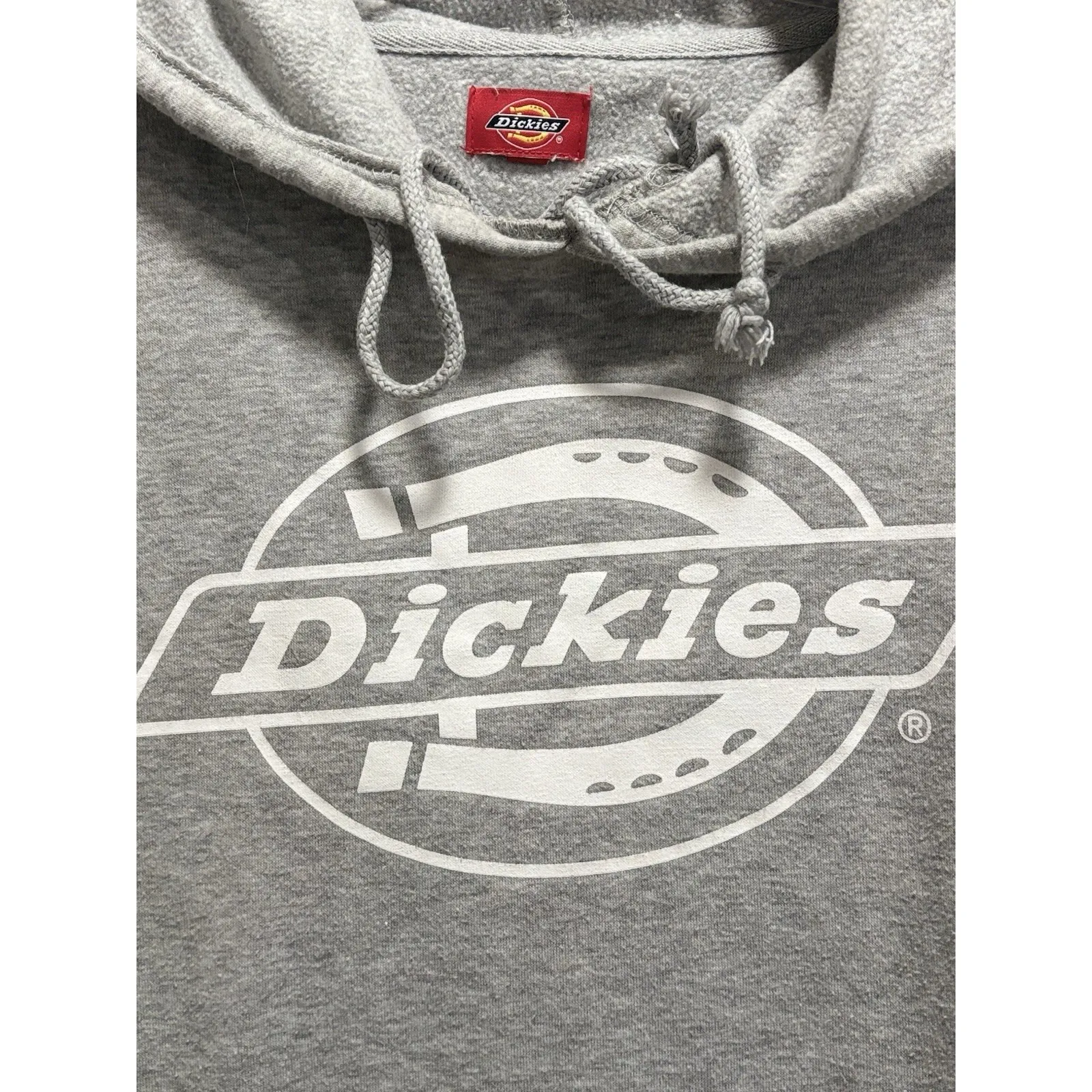 Dickies Gray Logo Graphic Sweatshirt Size XL Semi Crop Kangaroo Pocket Soft - Image 2