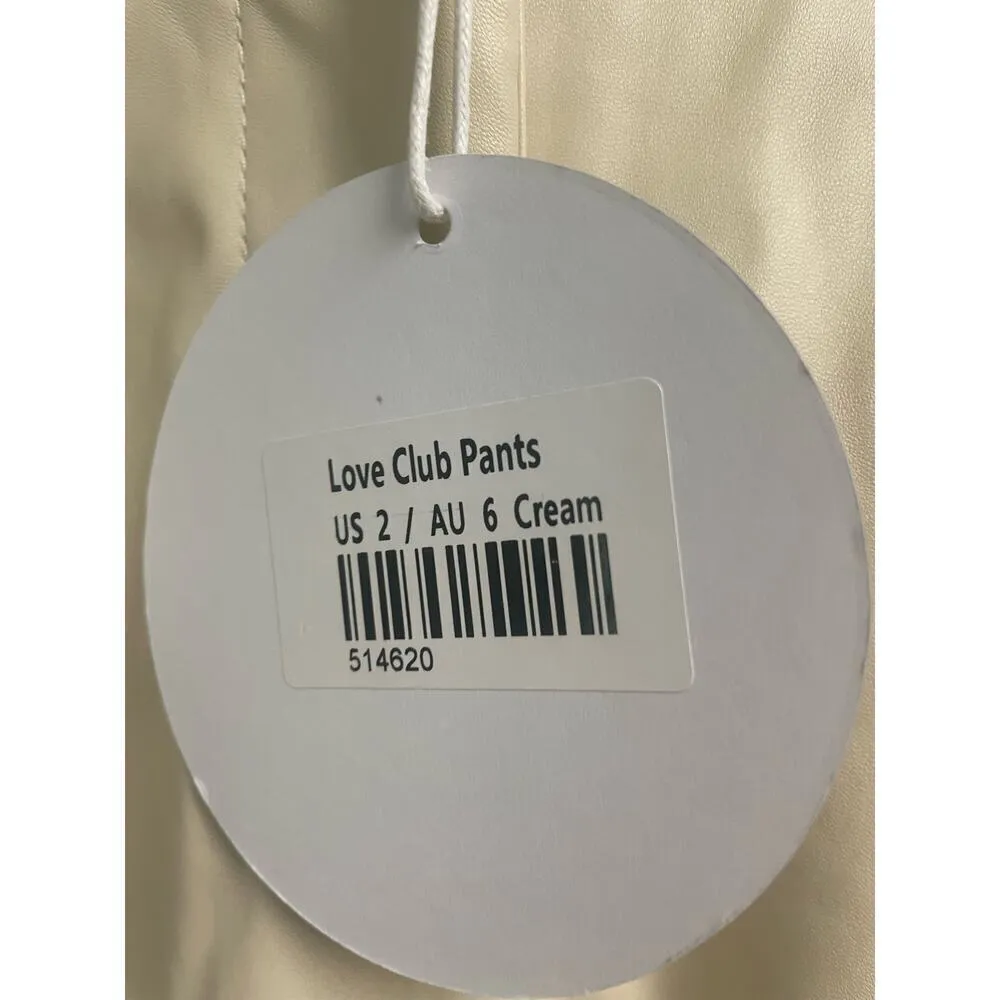 Princess Polly New Love Club Pants Faux Leather Cream Size 2 NWT - Image 2