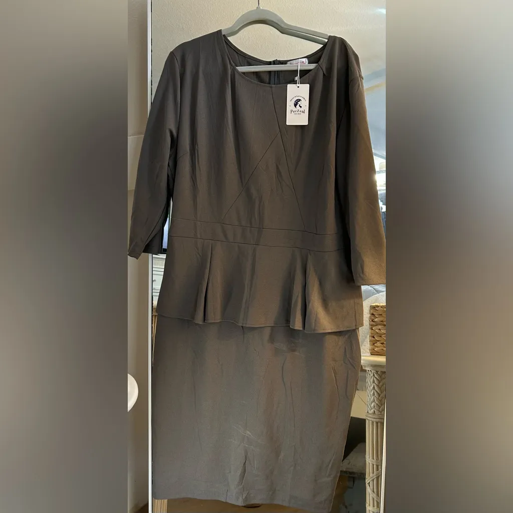 NEW Pencil Dress Career Business Wear to Work Sheath Dress 3X Gray - Image 4