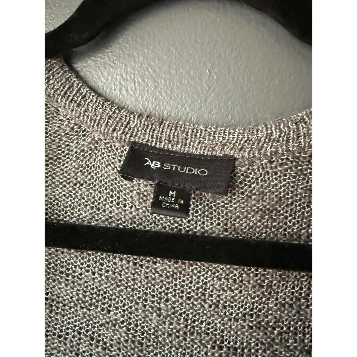 AB Studio Women's Gray Cardigan Sweater with Lace Trim, Size M - Image 3