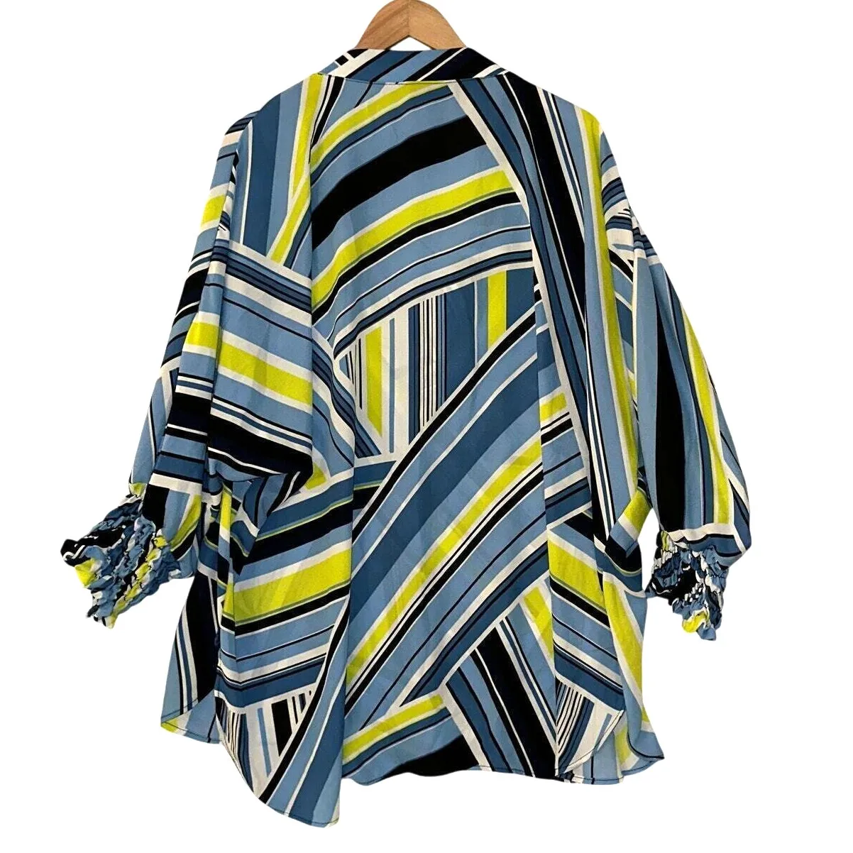 Ashley Stewart Striped Tunic Top Sz 22 Career Office Siren Maximalist Art Deco‎ - Image 2
