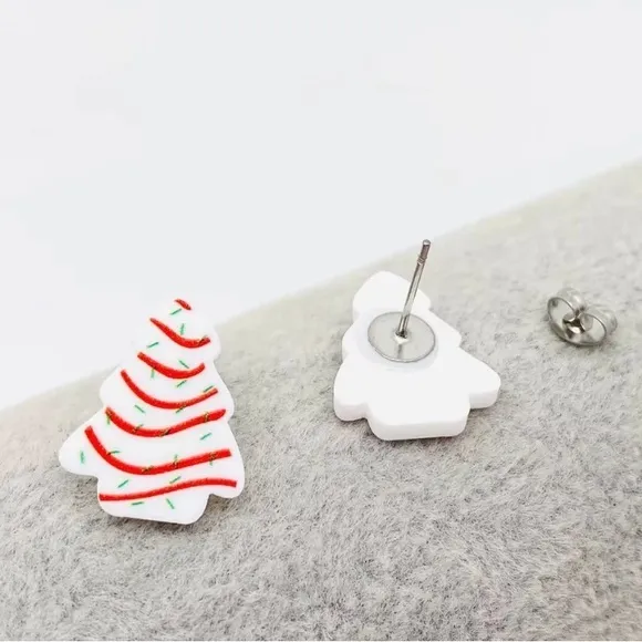 CHRISTMAS Tree‎ Cake Earrings NEW Red - Image 2