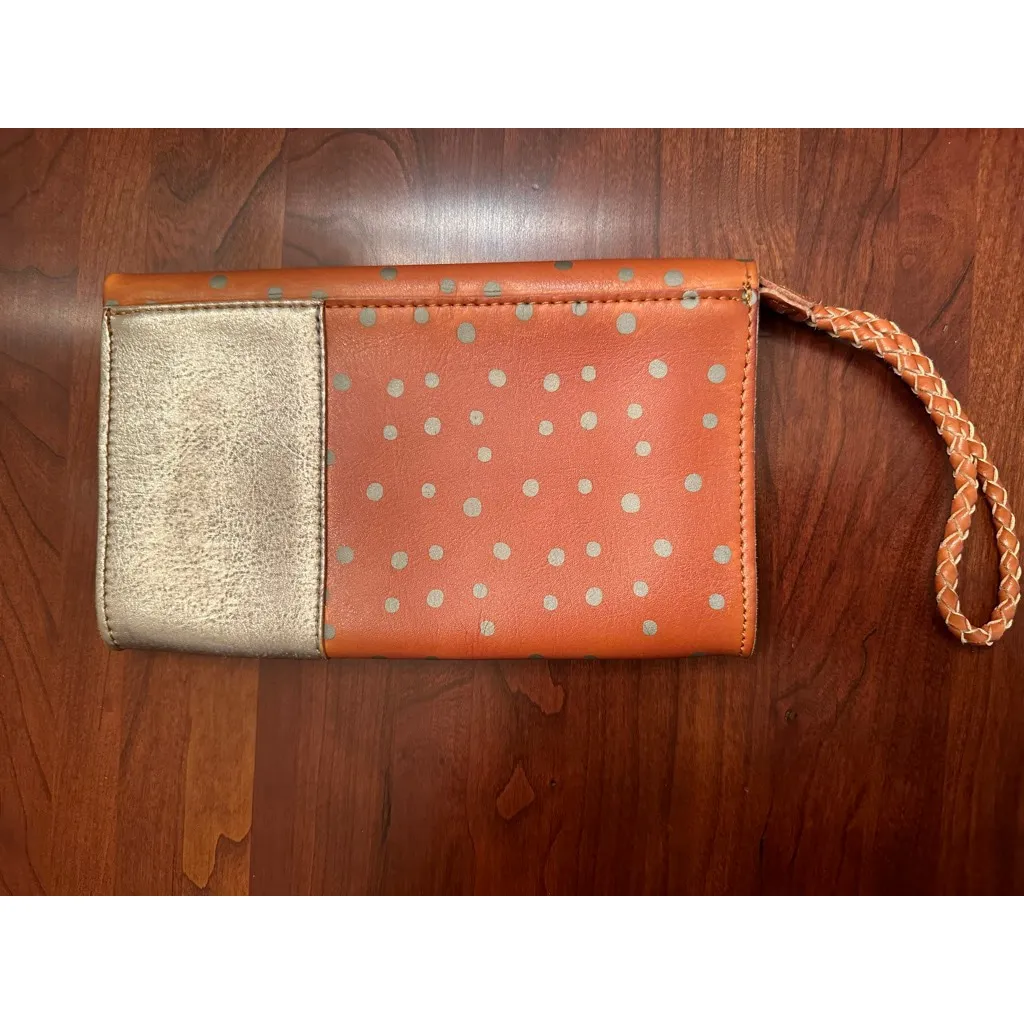 Faux Leather Polka Dotted and Silver Wristlet - Image 4