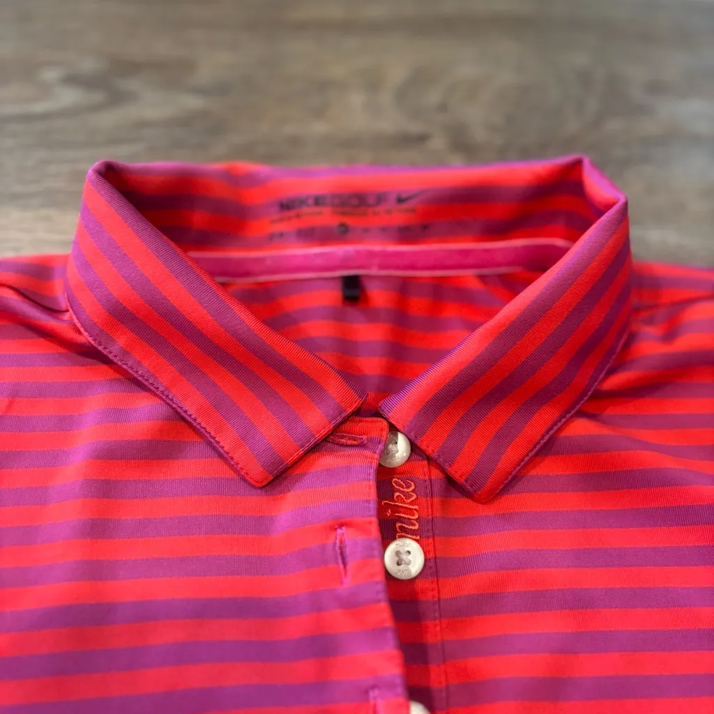 Nike Women’s Dri-FIT Victory Golf SS Polo Pink Stripe Performance - XS - Image 3