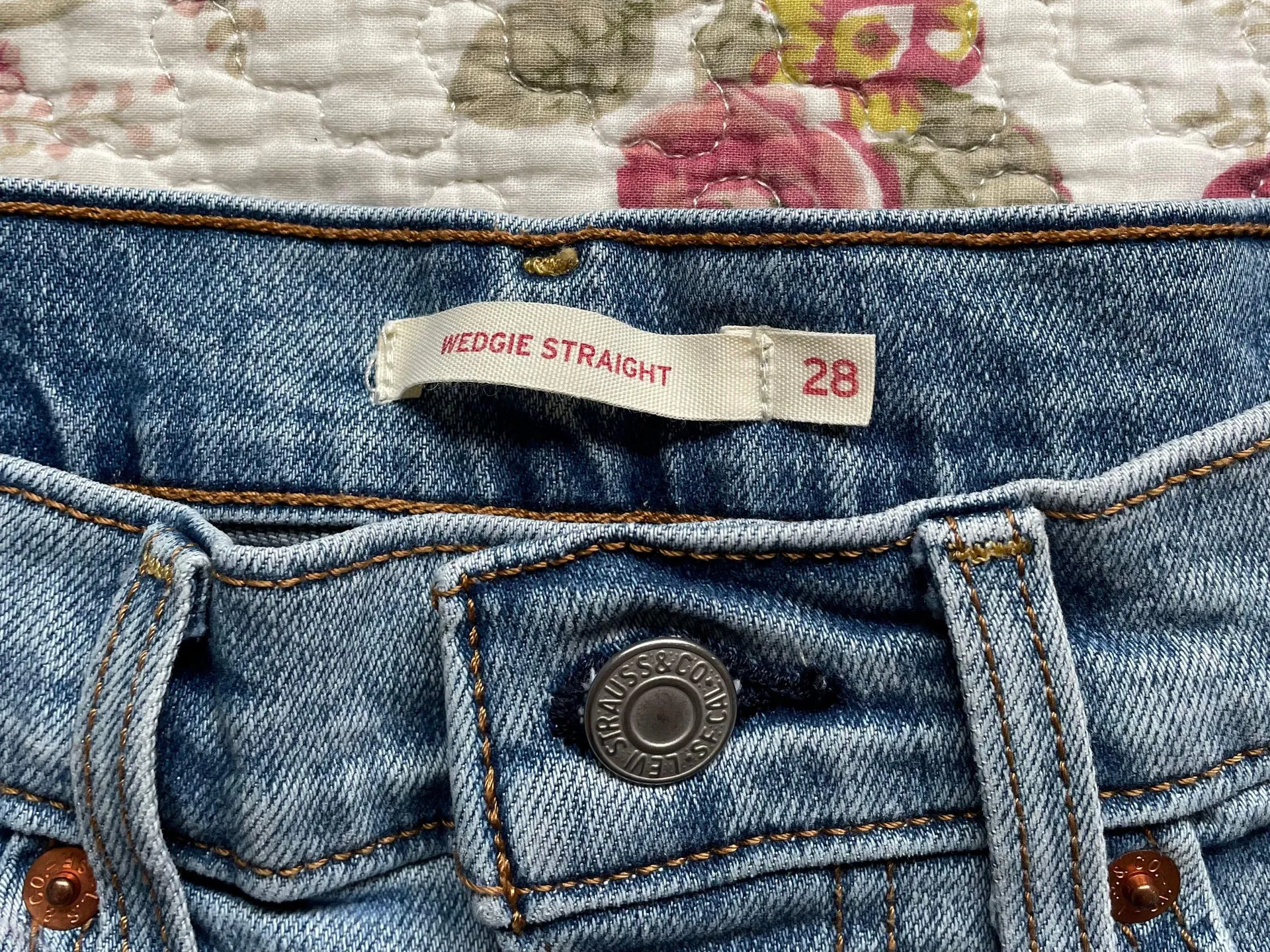 Wedgie Straight Light Wash Distressed High Waisted Jeans - Image 4