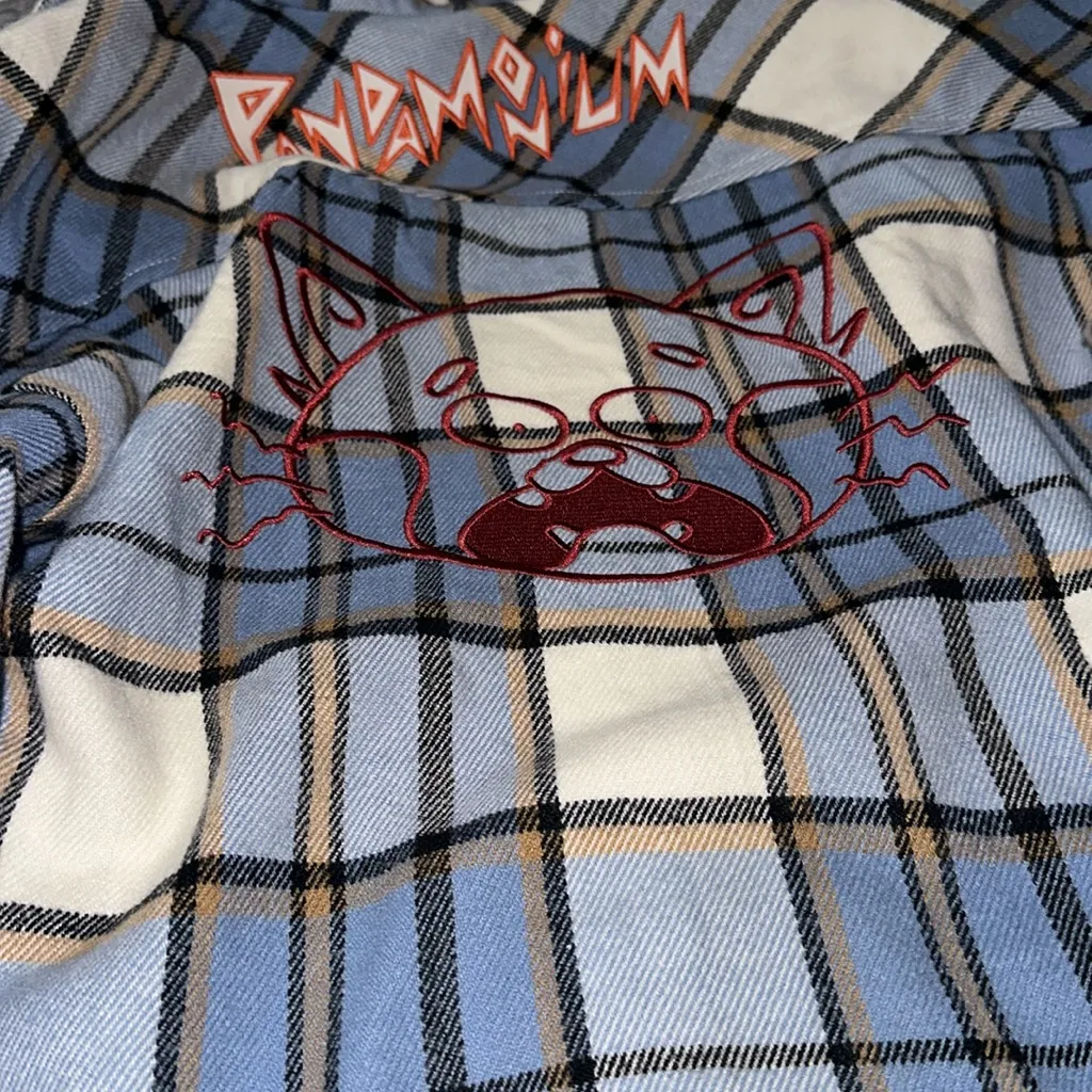 NEW Disney Parks Pixar Turning Red PANDAMONIUM Plaid Flannel Shirt - Image 4
