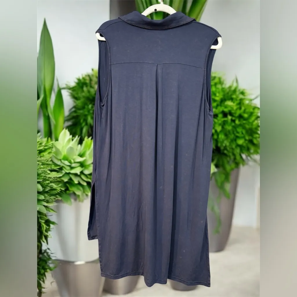 POL blue grey distressed t shirt knit shift dress size S - Image 2