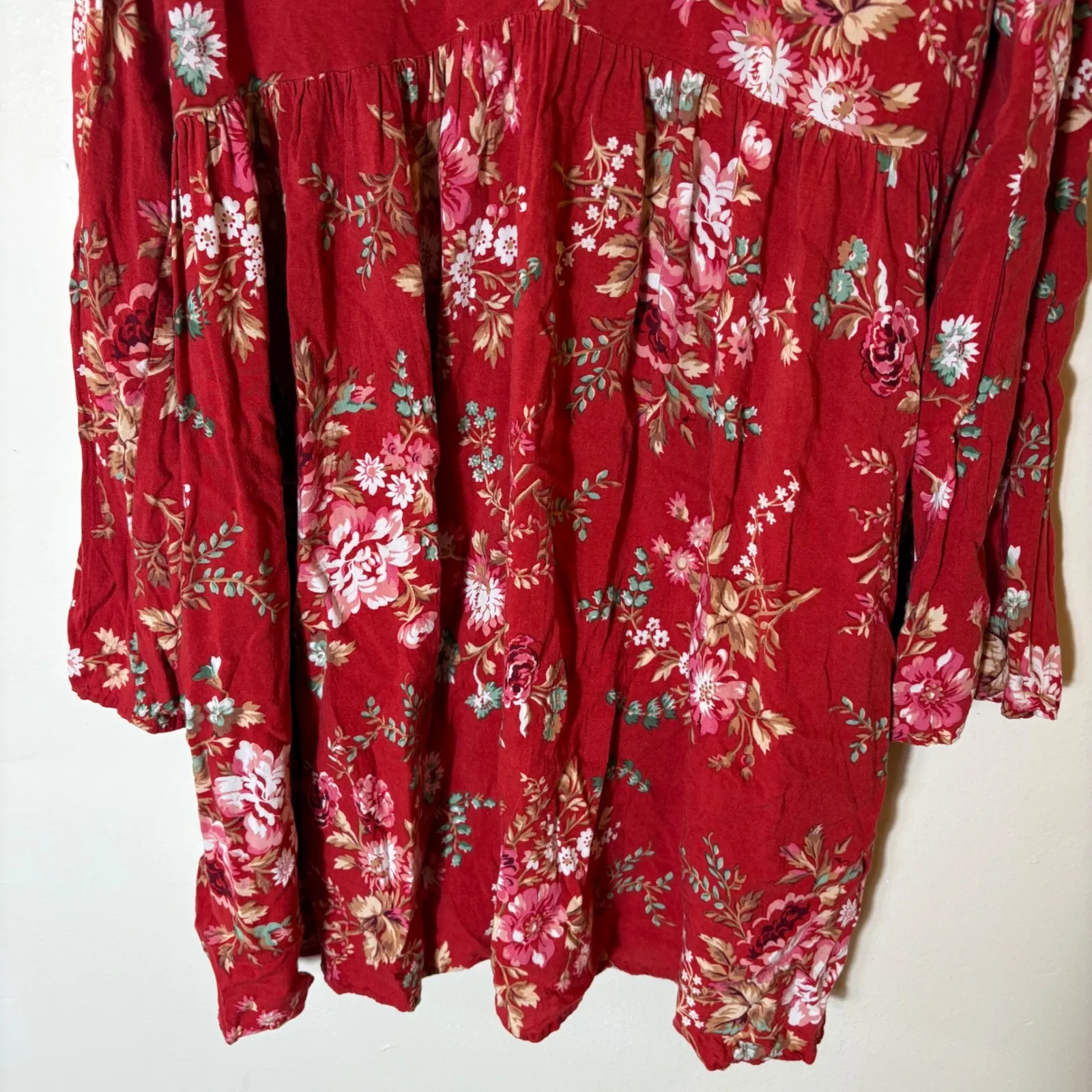 DENIM & SUPPLY RALPH LAUREN Red Floral Babydoll Mini Dress Size Large - Image 3