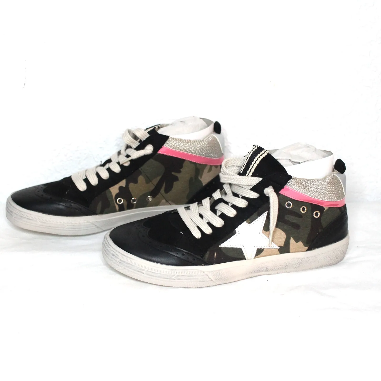 Shu Shop Rina Green Camo Print Lace Up Hi Top Fashion Sneaker Size 11 NIB Star - Image 3