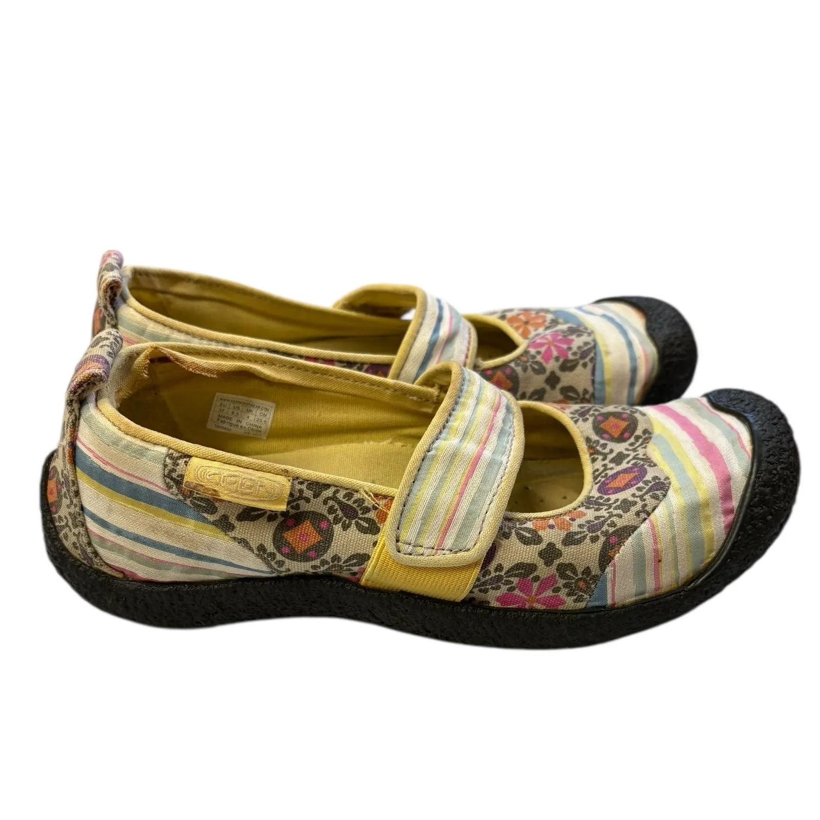 KEEN Women's Mary Jane Shoes Flower Stripe Hook‎ Loop Closure Comfort Artsy 6.5 - Image 2
