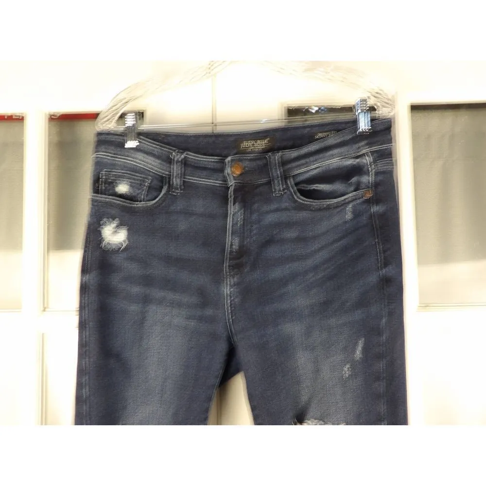 Judy Blue Womens‎ Dark Wash Mid Rise Destroyed Skinny Fit Jeans 11/30 11 30 - Image 3