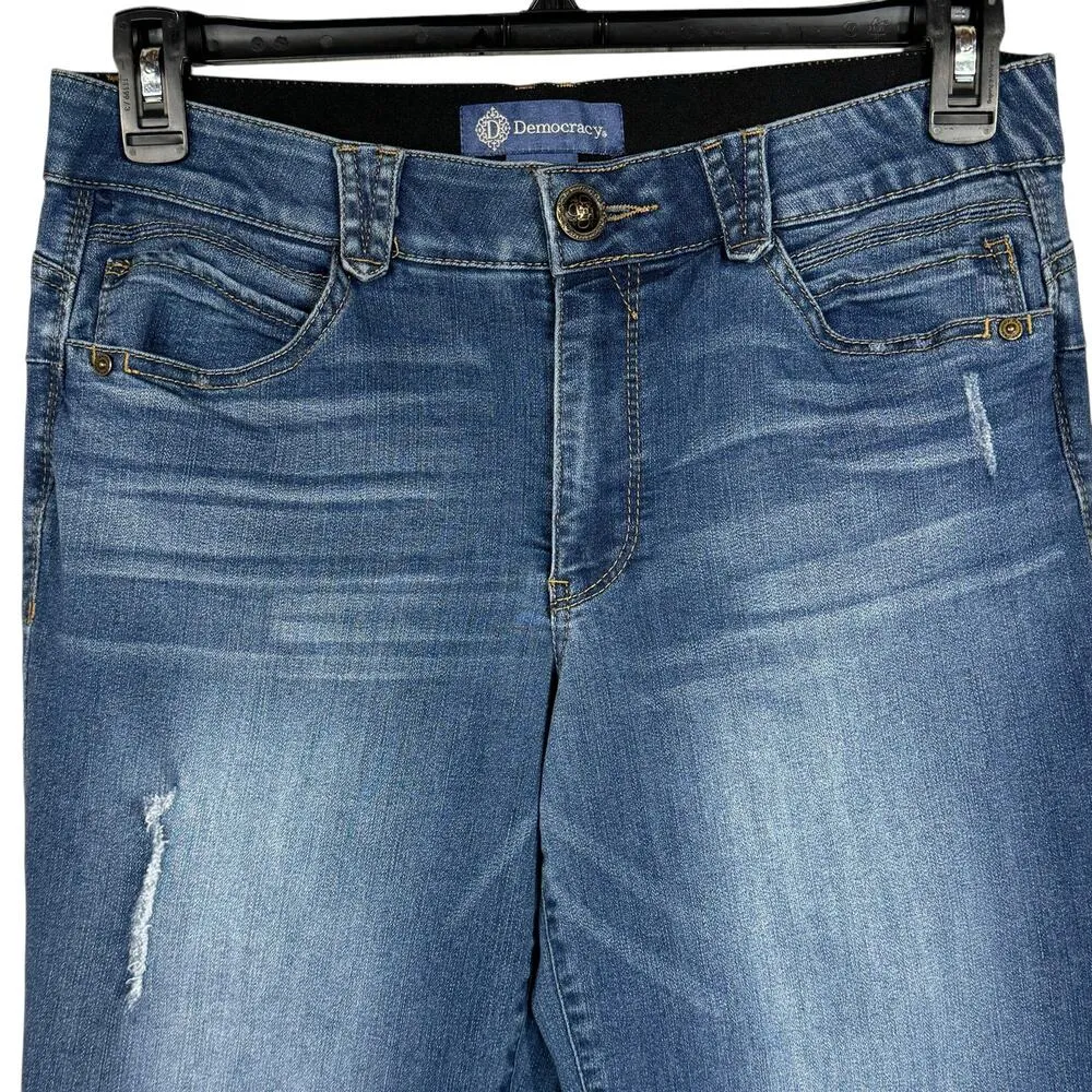 Democracy Petite SZ 10P “Ab”solution Jeans Distressed Stretch Elastic Waist Blue - Image 2