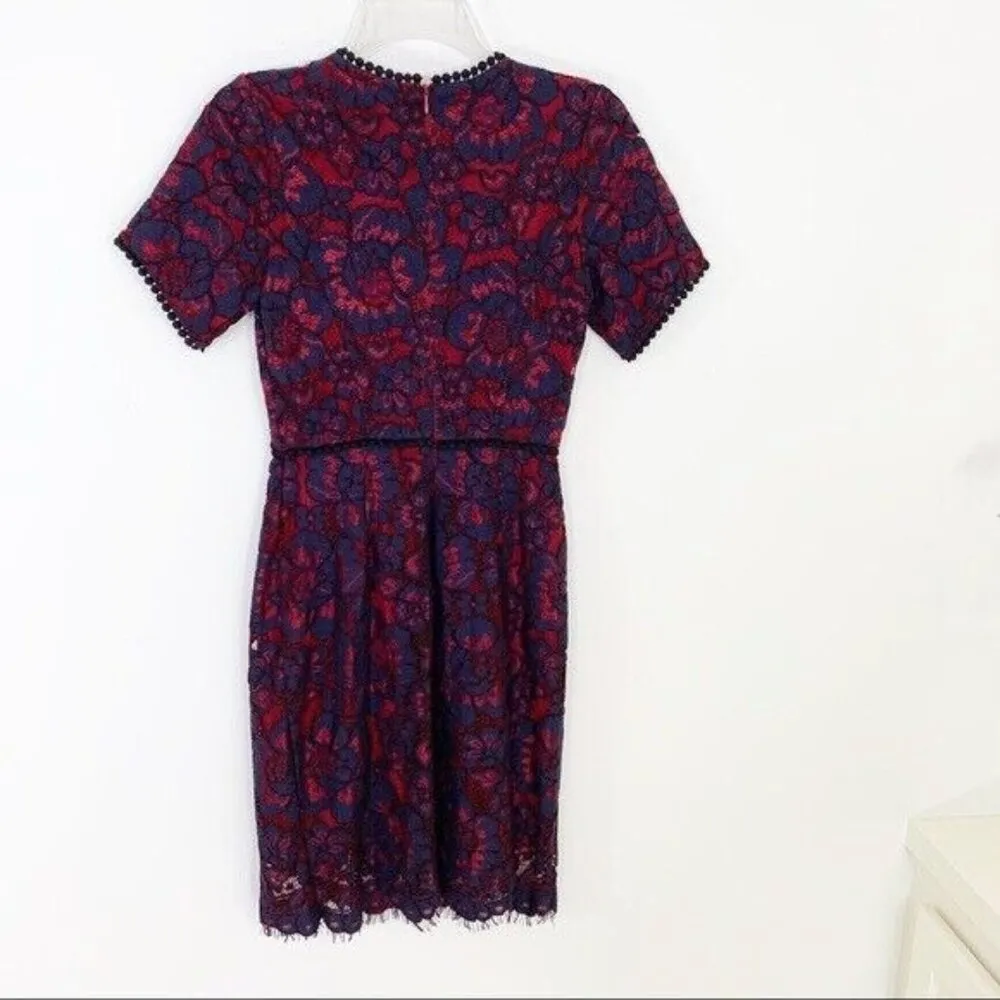 NWT Charles Henry Nordstrom Lace Sheath Dress Navy and Red size XS - Image 8