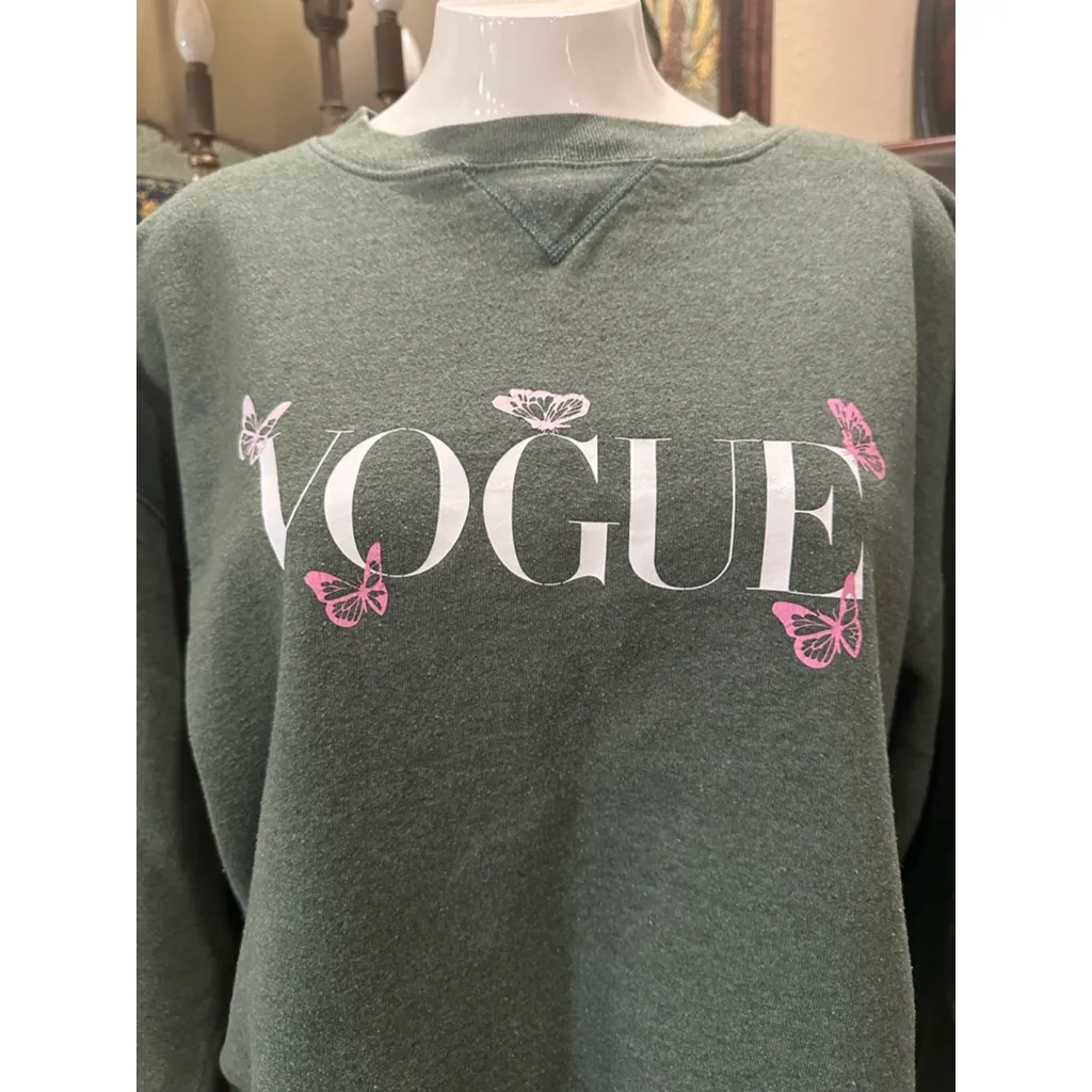 Women's Hanes Sweatshirt XL Green Vogue Butterfly - Image 2