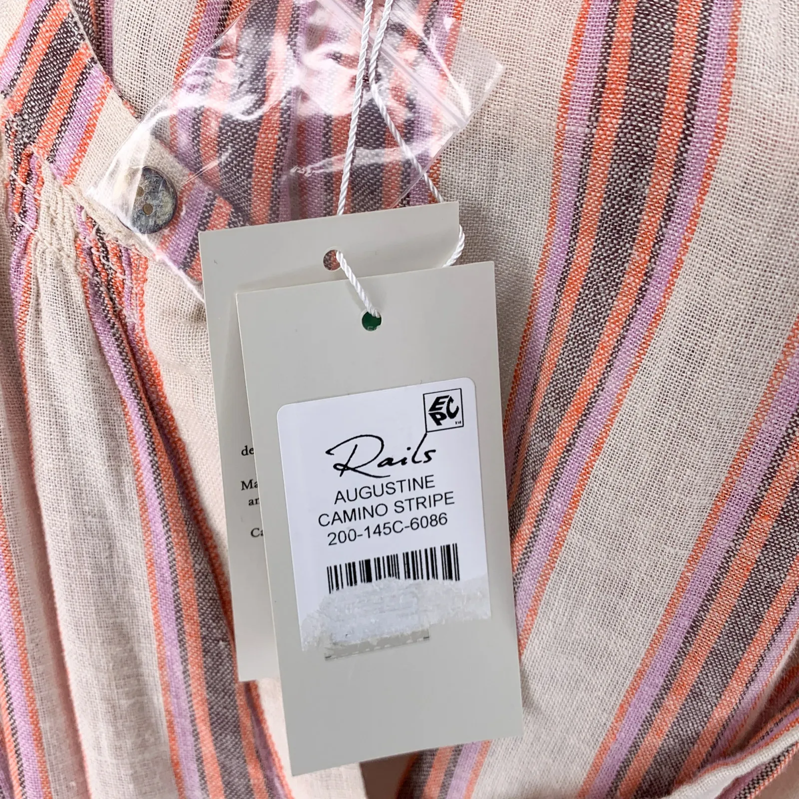 Rails Augustine Camino Stripe Cream Orange Purple Linen Blend Blouson Mini Dress - Image 12