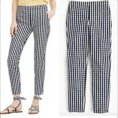 NWT JCrew Martie Pant in Navy and White Gingham - Image 2