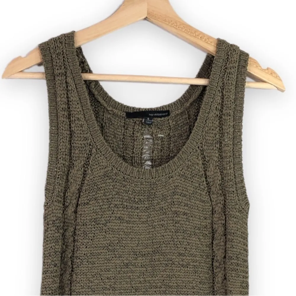 Harve Benard - Green Knit Tank w/ Fringe Boho Hippie - S - Image 6