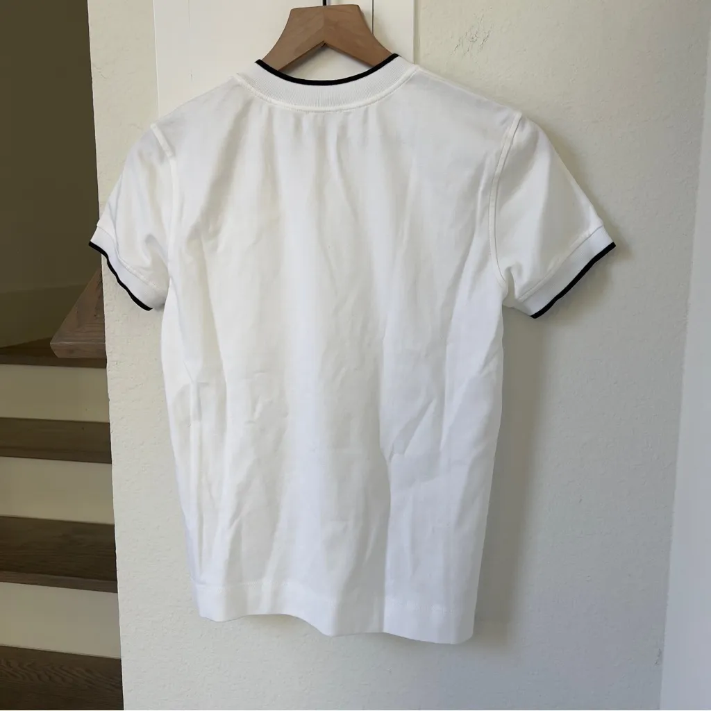 NWT Brunello Cucinelli Tennis Piped Embroidered Cotton-Jersey T-shirt in White - Image 5