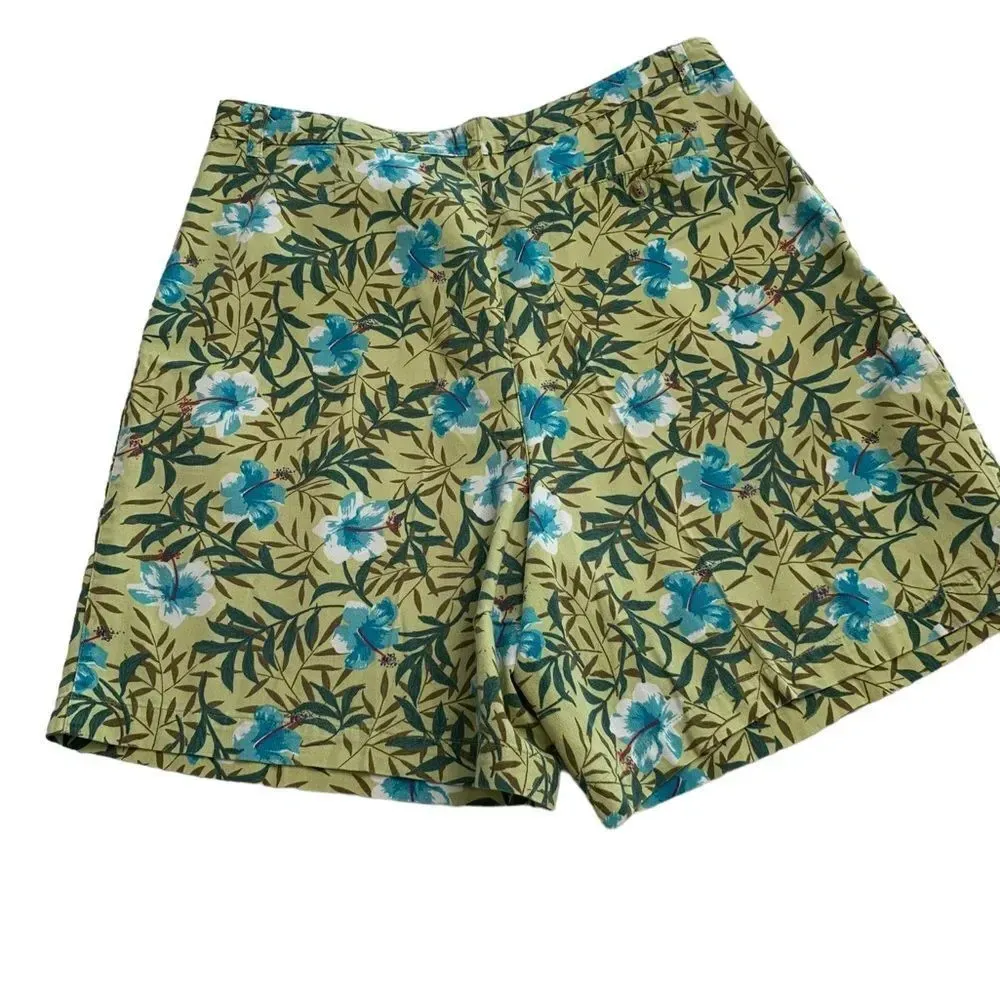 Vintage White Stag 1990s Tropical Print High Waisted Bermuda Shorts / Size 16 - Image 6