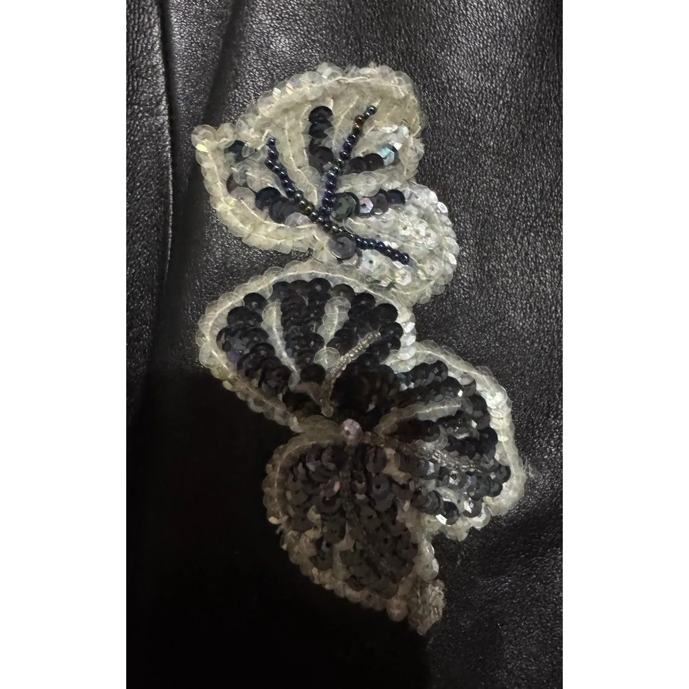 VTG 90S Wilsons Soft leather Pelle Studio Embellished Blazer Jacket Women’s 2x Black - Image 2