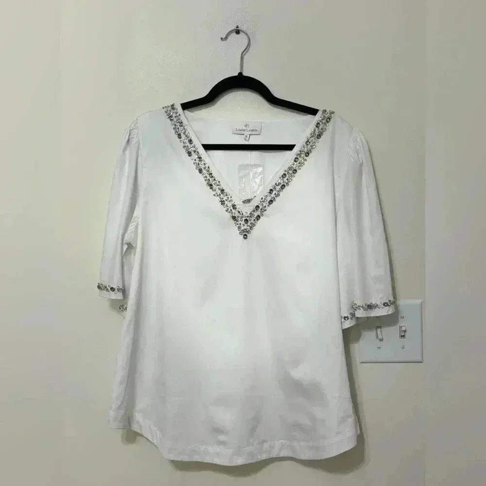 NWT Louise Lynette The Natalie Blouse Large‎ Blue Size 10 - Image 2