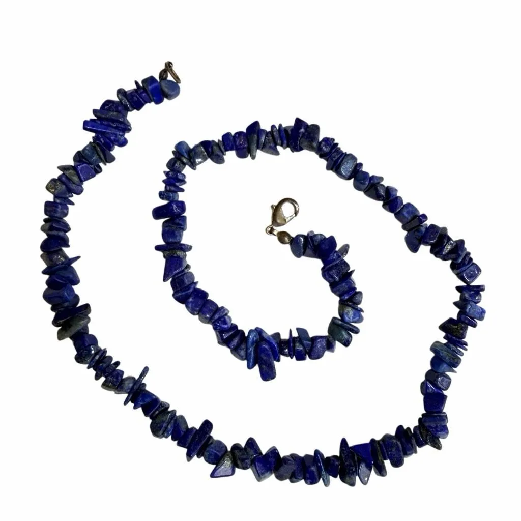 Lapis Lazuli Chip Necklace Boho Blue Stone - Image 4