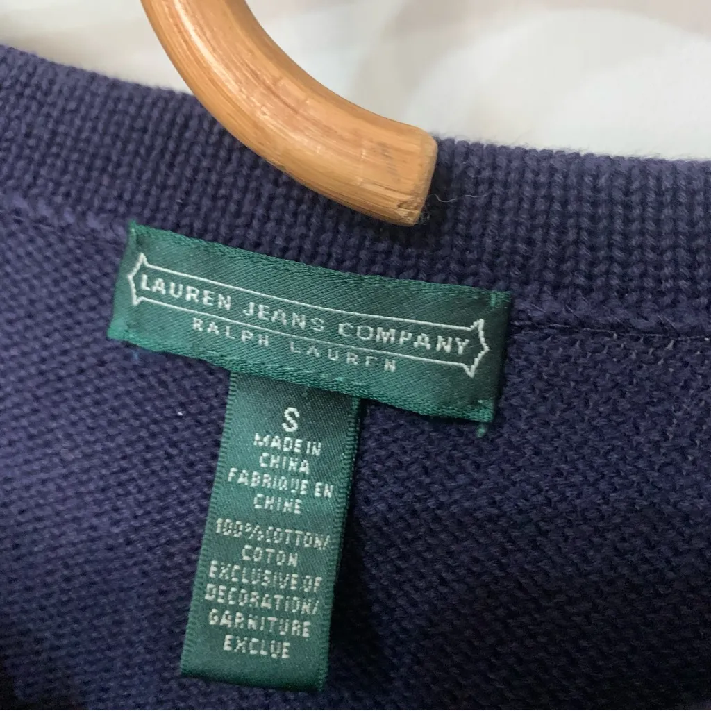 Ralph Lauren Vintage Nautical Striped Embroidered Knit 3/4 sleeve Sweater - Image 7