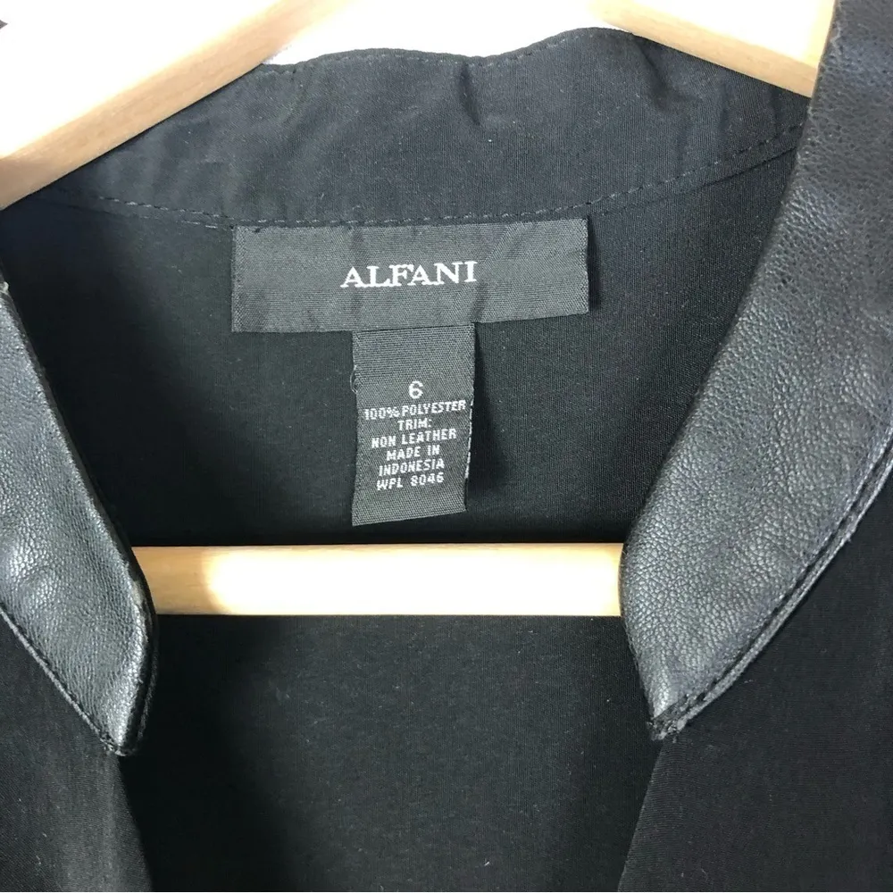 Alfani Black Faux Leather Long Sleeve Mini Dress 6 - Image 4