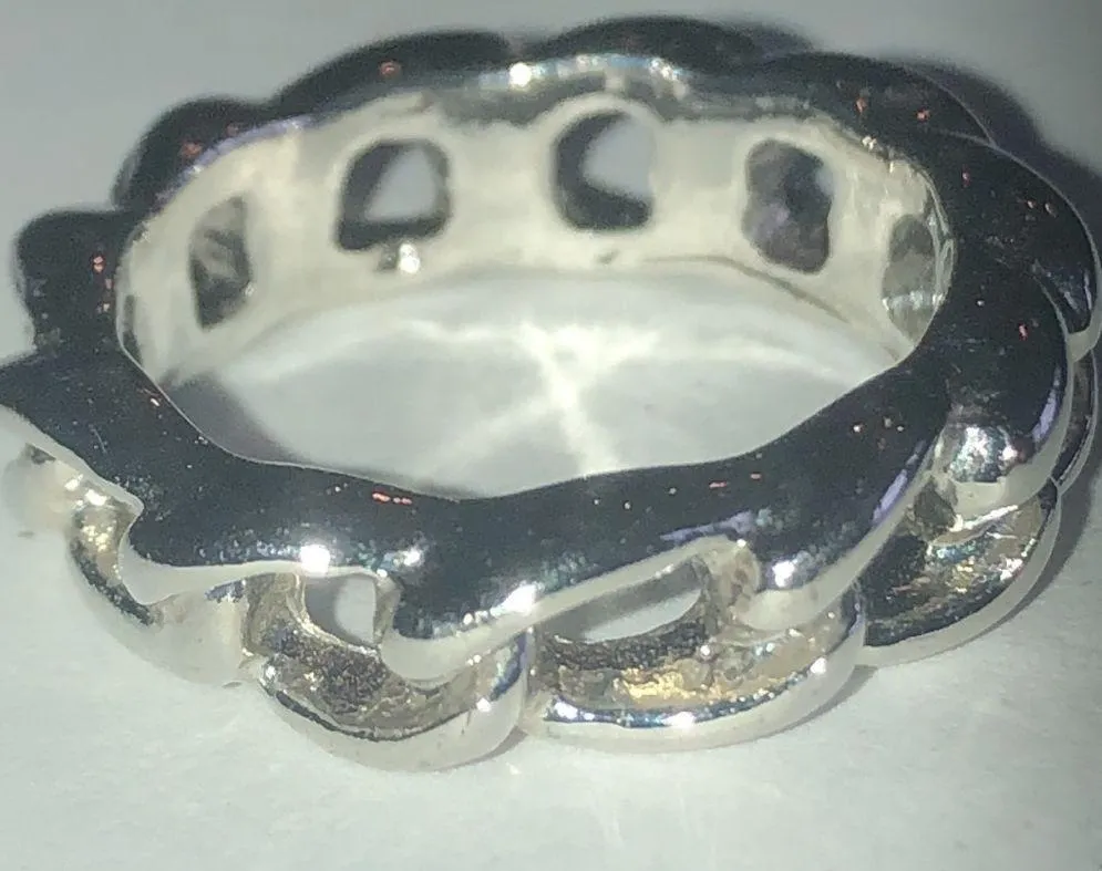 Size 4 Silver Tone Chain Link Boho Ring - Image 4