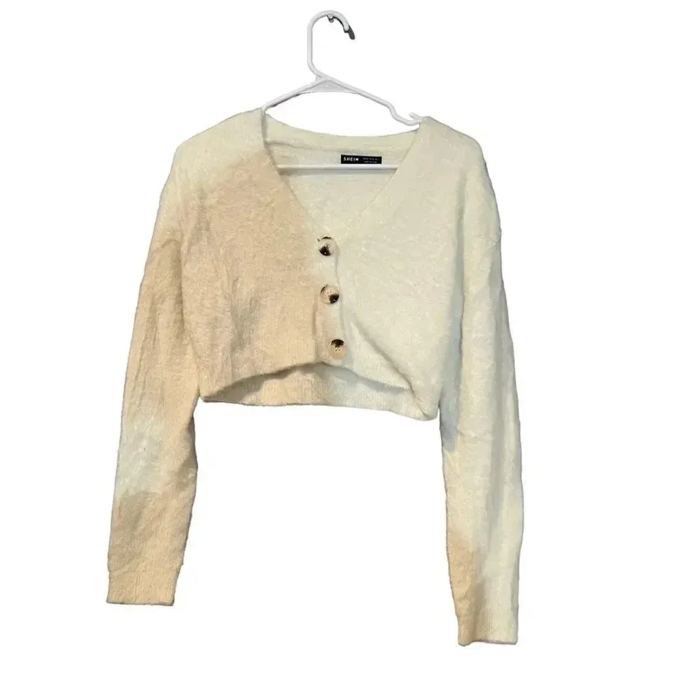 SHEIN‎ Button Down Crop Cardigan Size Medium - Image 3
