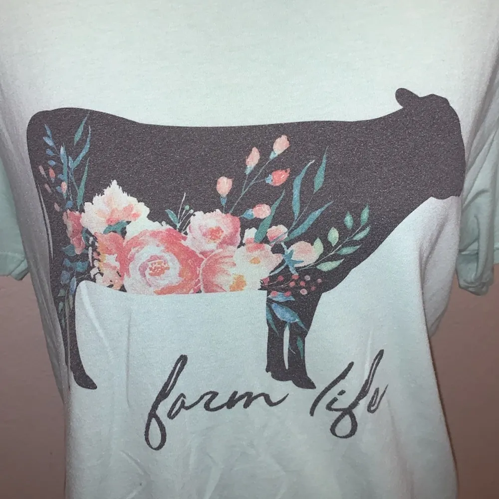 Farm Life floral cow casual short sleeve shirt Black Size L - Image 3