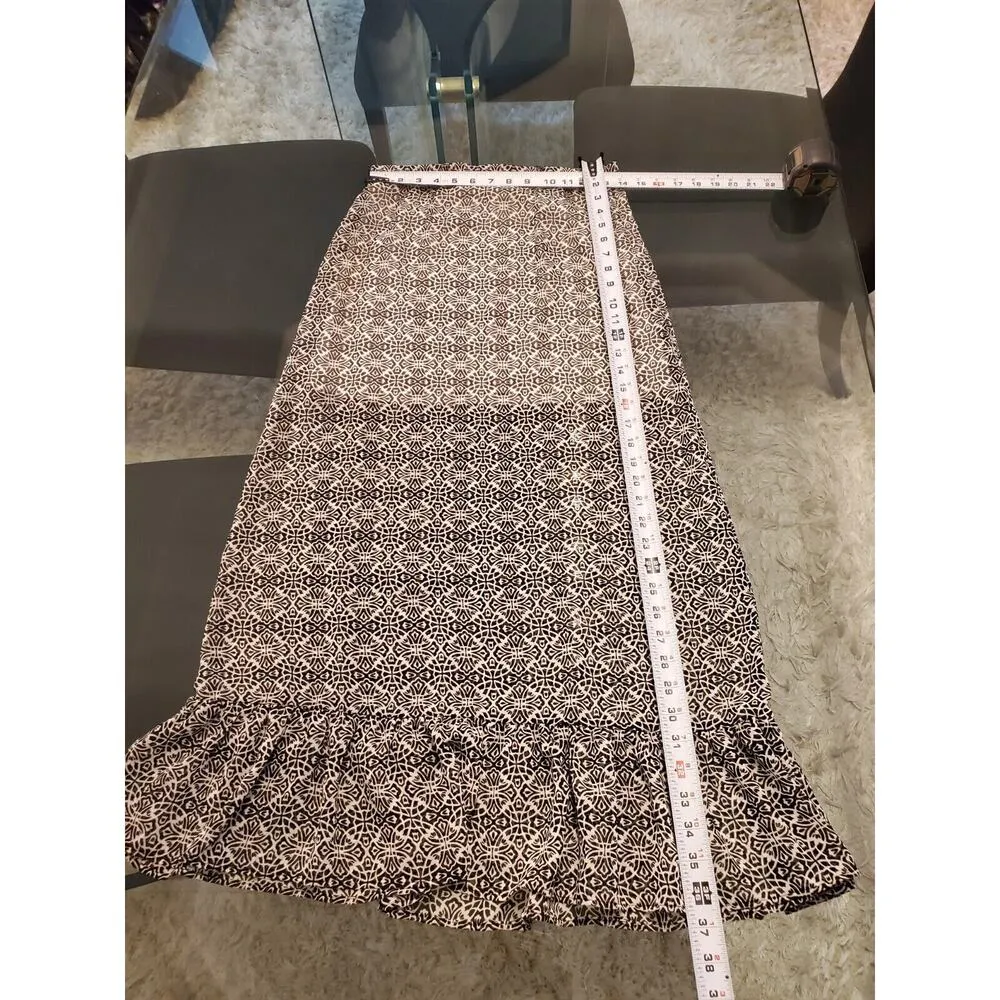 Heart Soul Women Brown Polyester Ruffle Comfort Elastic Waist Midi Skirt Size XS - Image 9