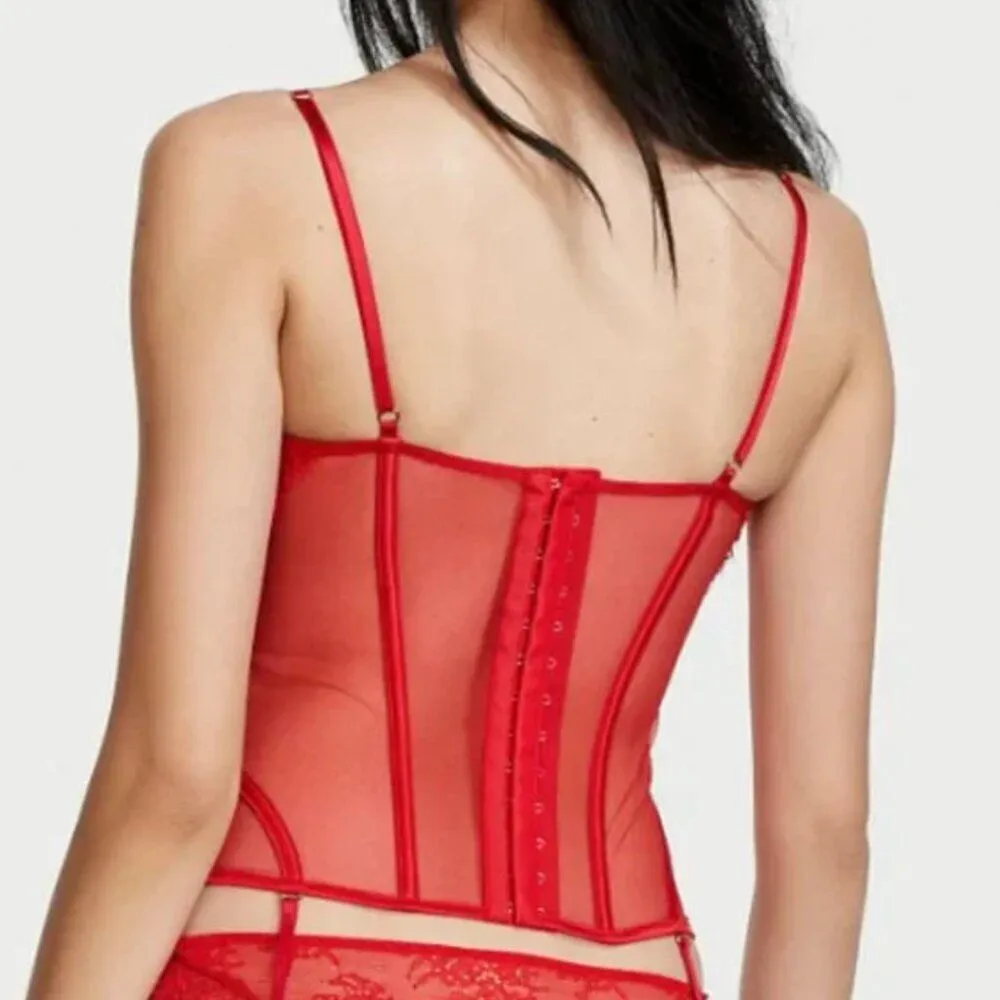 Victorias Secret NWT Wicked Unlined Lace Up Corset Red (Small) sexy - Image 5