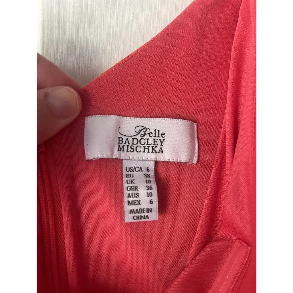 Belle Badgley Mischka Raya One Shoulder Draped Side Slit Maxi Dress Size 6 - Image 3