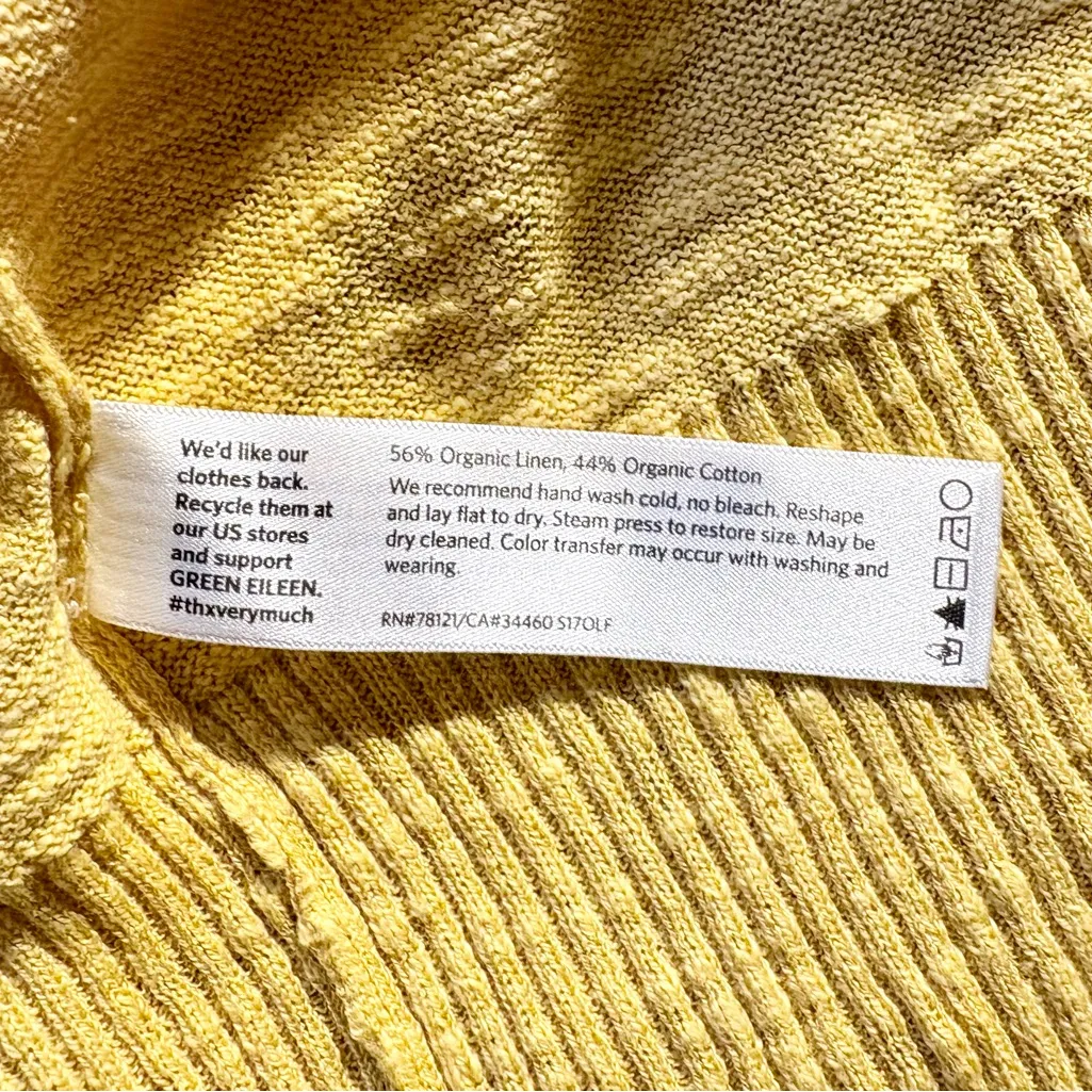 Eileen Fisher Yellow Organic Linen Cotton
Lightweight Open Cardigan Sz Small💚 - Image 9