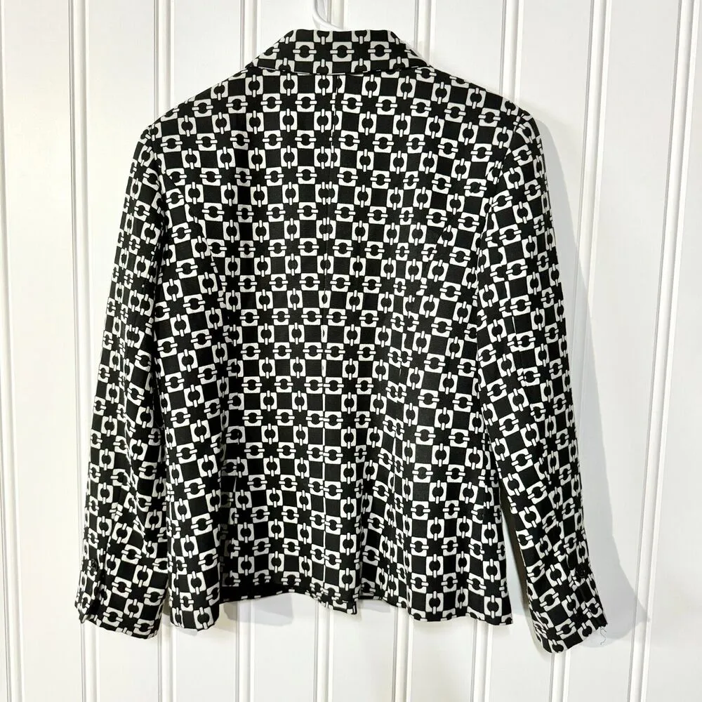 VTG CR SPORTWEAR Blazer Women Size 12 Chain Lined Padded Shoulder Button Down Black - Image 3