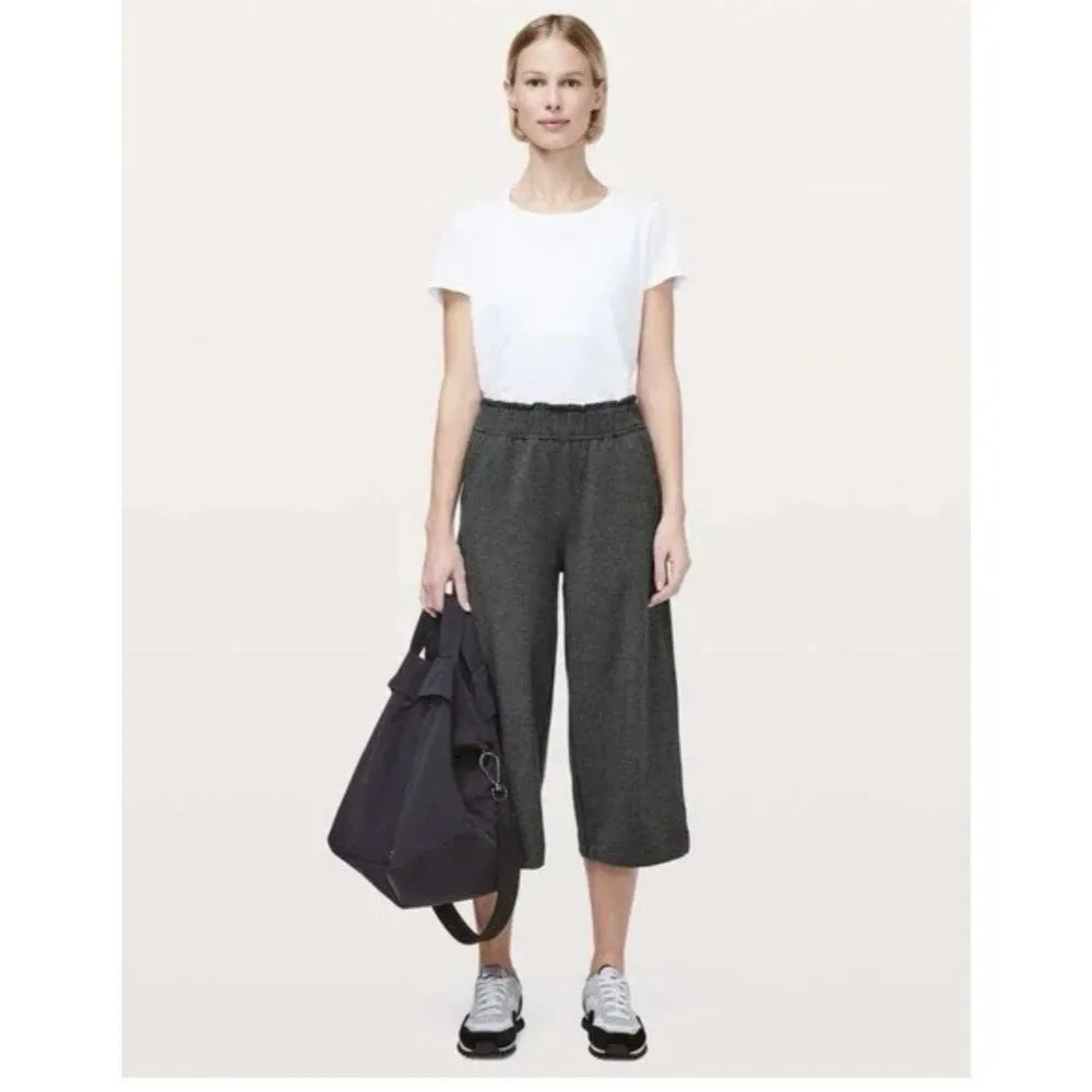 Lululemon Wide Leg Hello Sunday Crop Pants Heathered Mod Black Gray Women’s 6 - Image 4