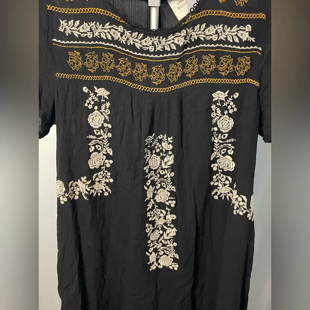 Knox Rose Embroidered Black and Cream Women's dress LARGE‎ - Image 2