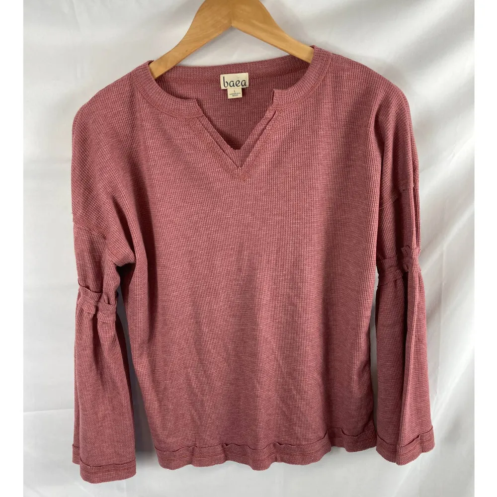 NWOT Baea Bell Sleeve Ribbed Knit Top L Size L - Image 2