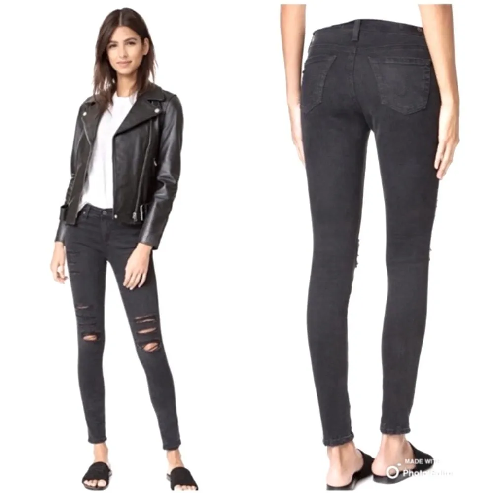 Y2K AG Adriano Goldschmied The Legging Ankle Slim Skinny Jeans 31 Faded Grunge - Image 2