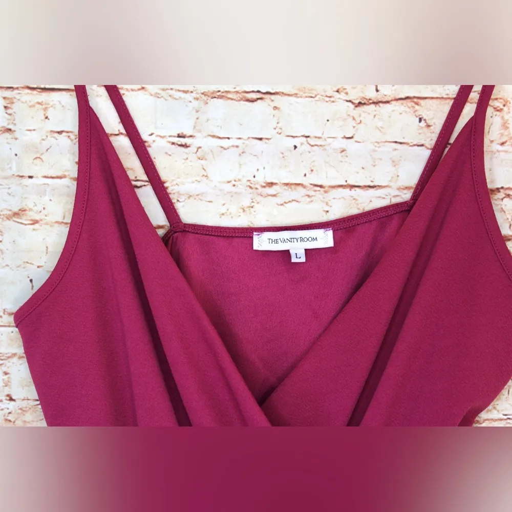 The Vanity Room | Magenta V-Neck Skort Romper - Image 2