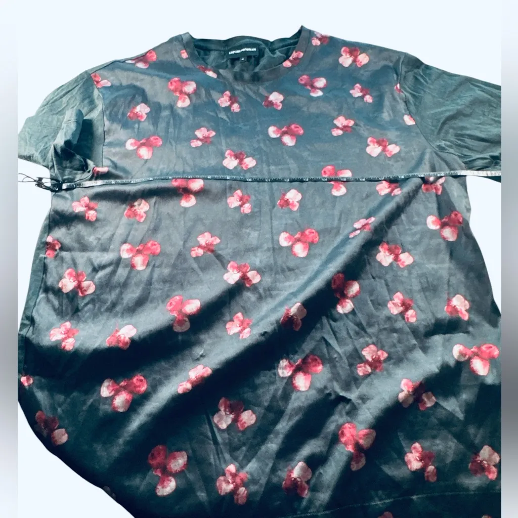 Emporio Armani Abstract Floral Satin Cotton Blend Shirt Size M Rare Print EUC - Image 7