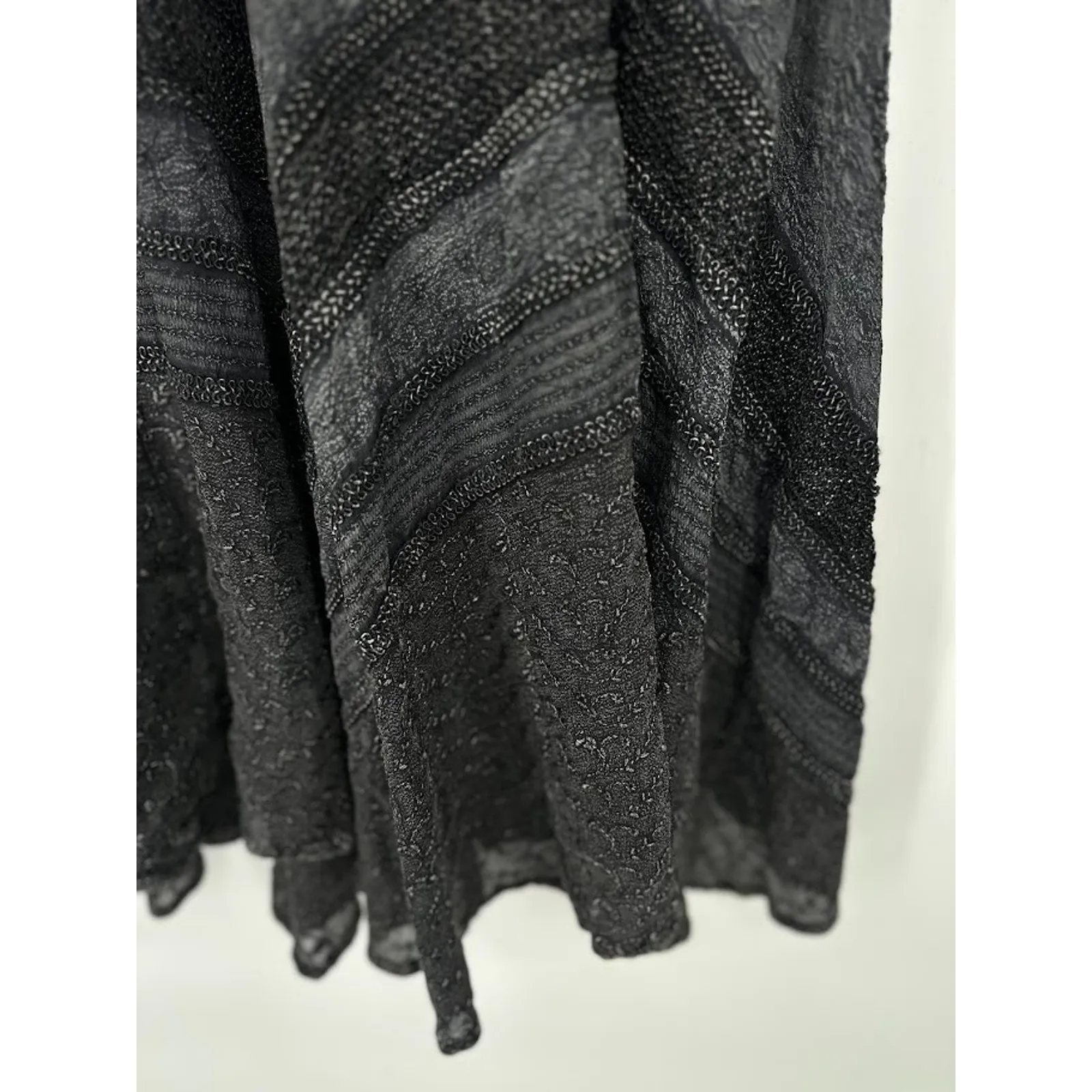 Vintage Papillon Stone Wash Embroidered Midi Skirt Large Black Witchy Dark Fairy - Image 9