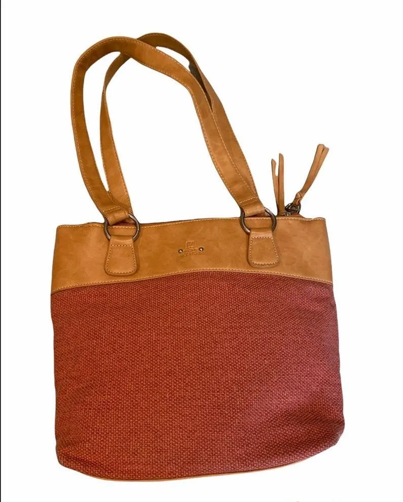 Stone Mountain Coral Fabric/Leather Shoulder Bag - Image 6