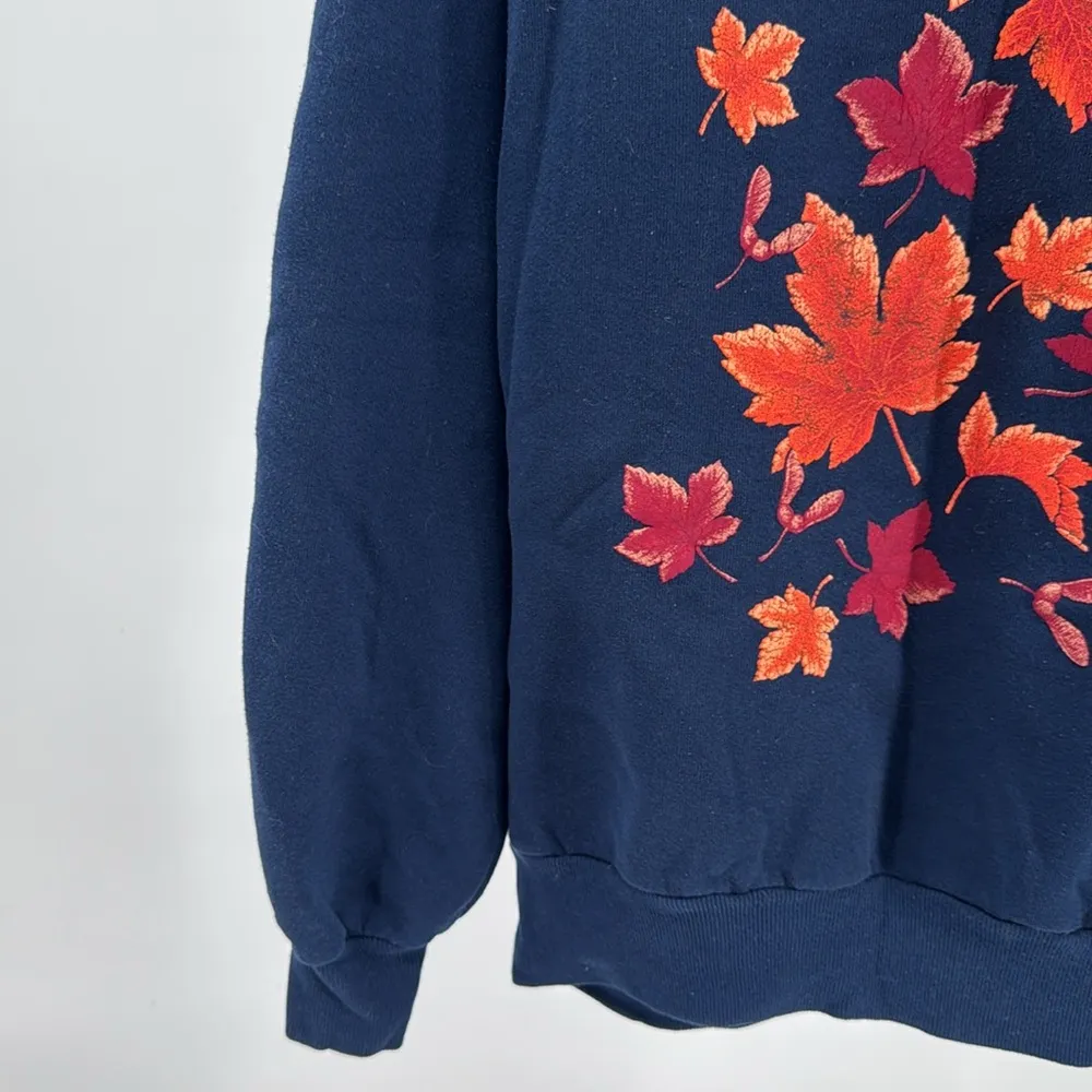 Morning Sun vintage Blue Orange collared Neck Sweater sweatshirt Leaf Design XL Size undefined - Image 6