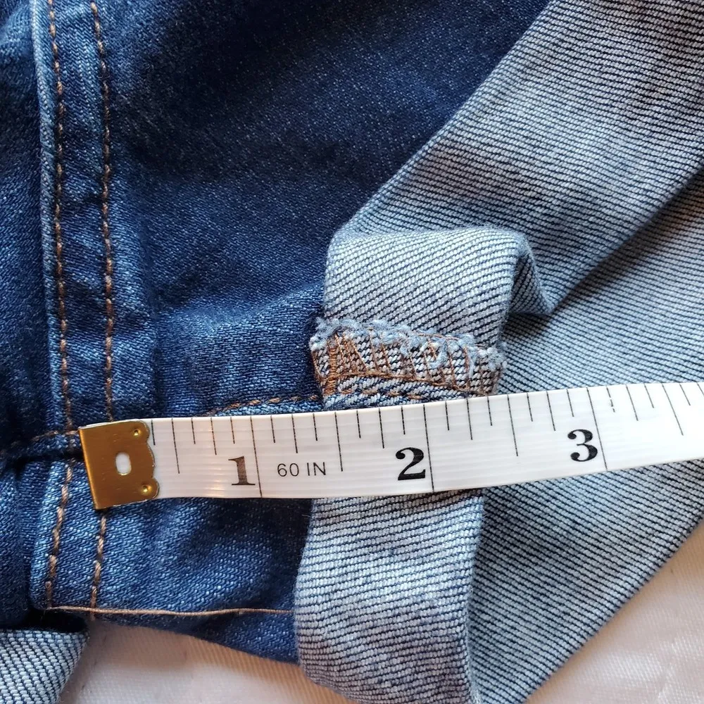 Women's High Waisted size M paperbag elastic with tie waist Denim jeans Shorts - Image 7